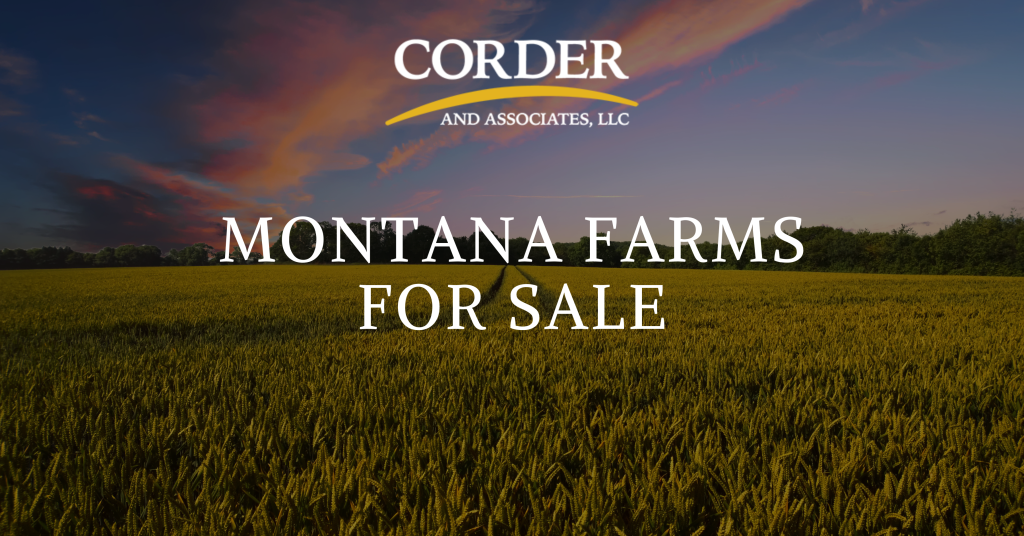 a graphic displaying the page title of montana farms for sale