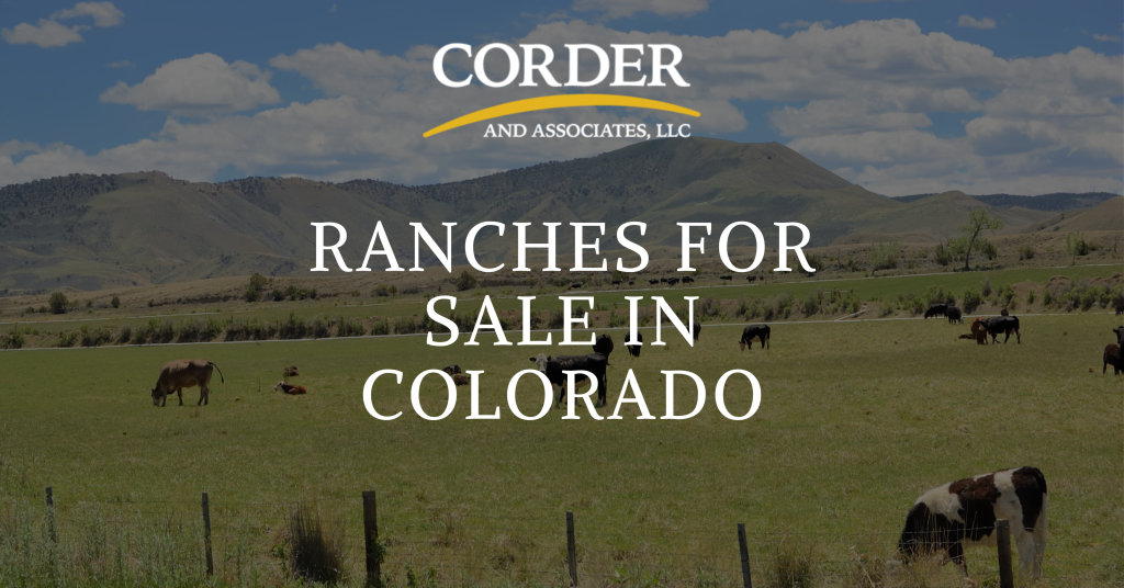 Graphic displaying the page title of ranches for sale in colorado