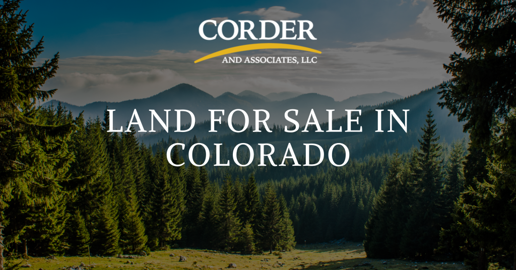 A graphic displaying the page title land for sale in colorado