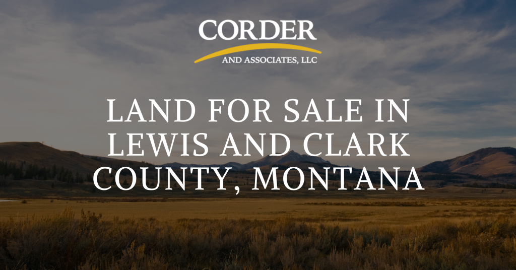 Graphic showing the blog title land for sale in lewis and clark county